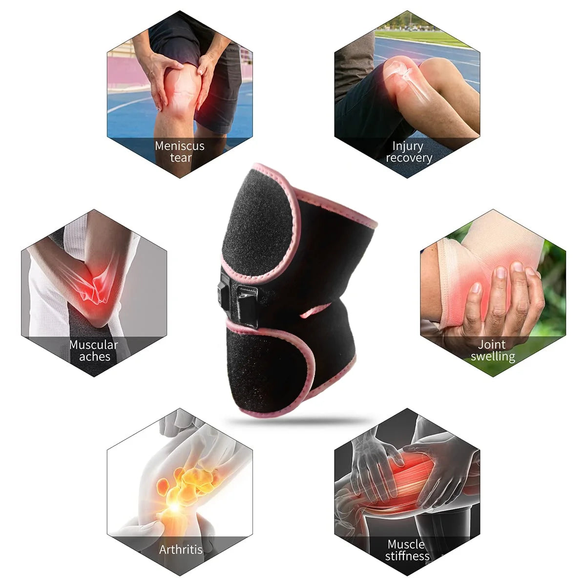 Heated Knee Brace for Arthritis Pain Relief, 3 Adjustable Temperature, Knee Massager with Hea